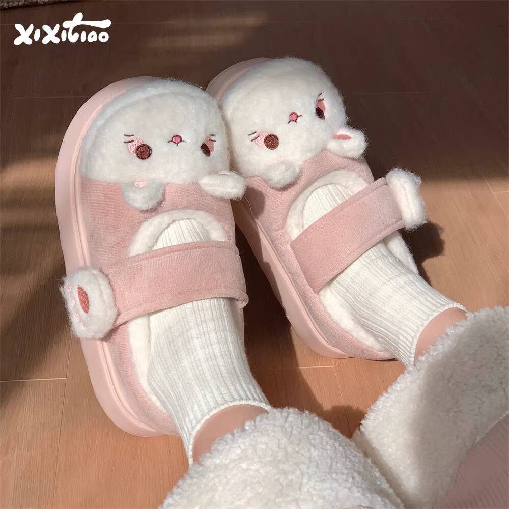 Embroidery Flat Shoes - Pantofole invernali per la casa Morbide
