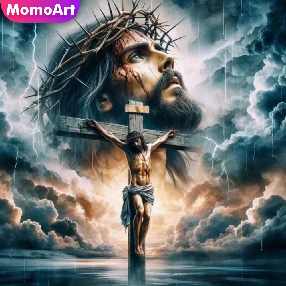 Embroidery Jesus - Momoart Diamond Painting Ritratto di Uomo,