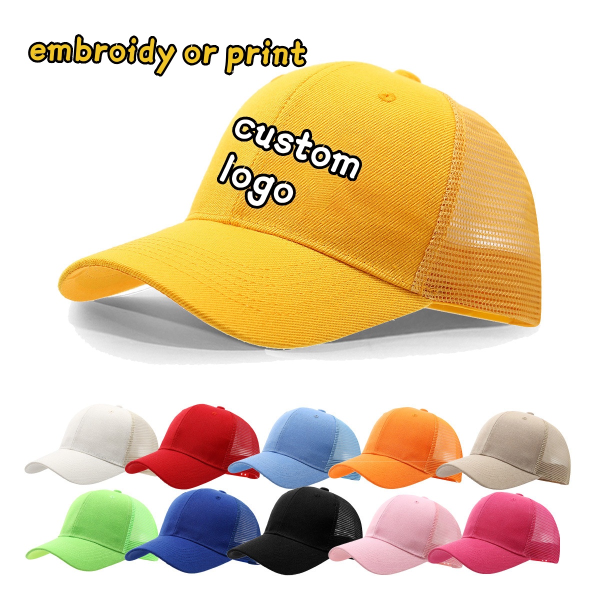 Embroidery Logo - Cappello a rete estivo in tinta
