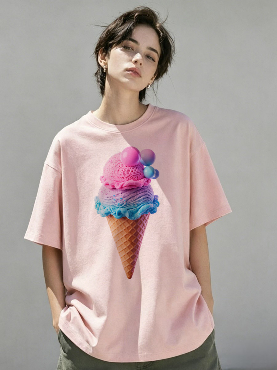 Embroidery Chain Stitch - T-shirt da ragazza in tessuto elasticizzato