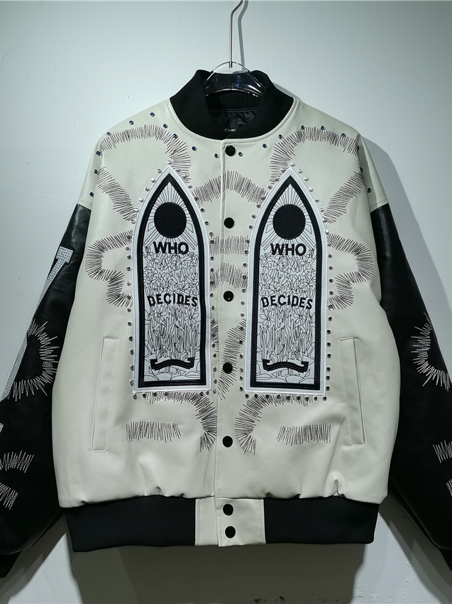 Embroidery Gothic - Giacca in pelle PU stile motociclista