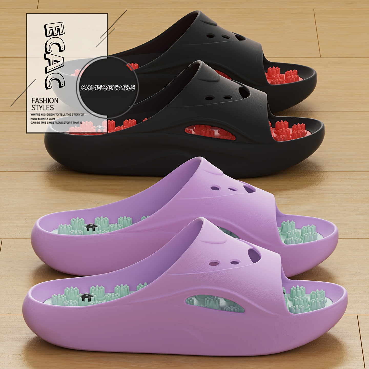 Embroidery Flat Shoes - Ciabatte Massaggianti in EVA per Uomo
