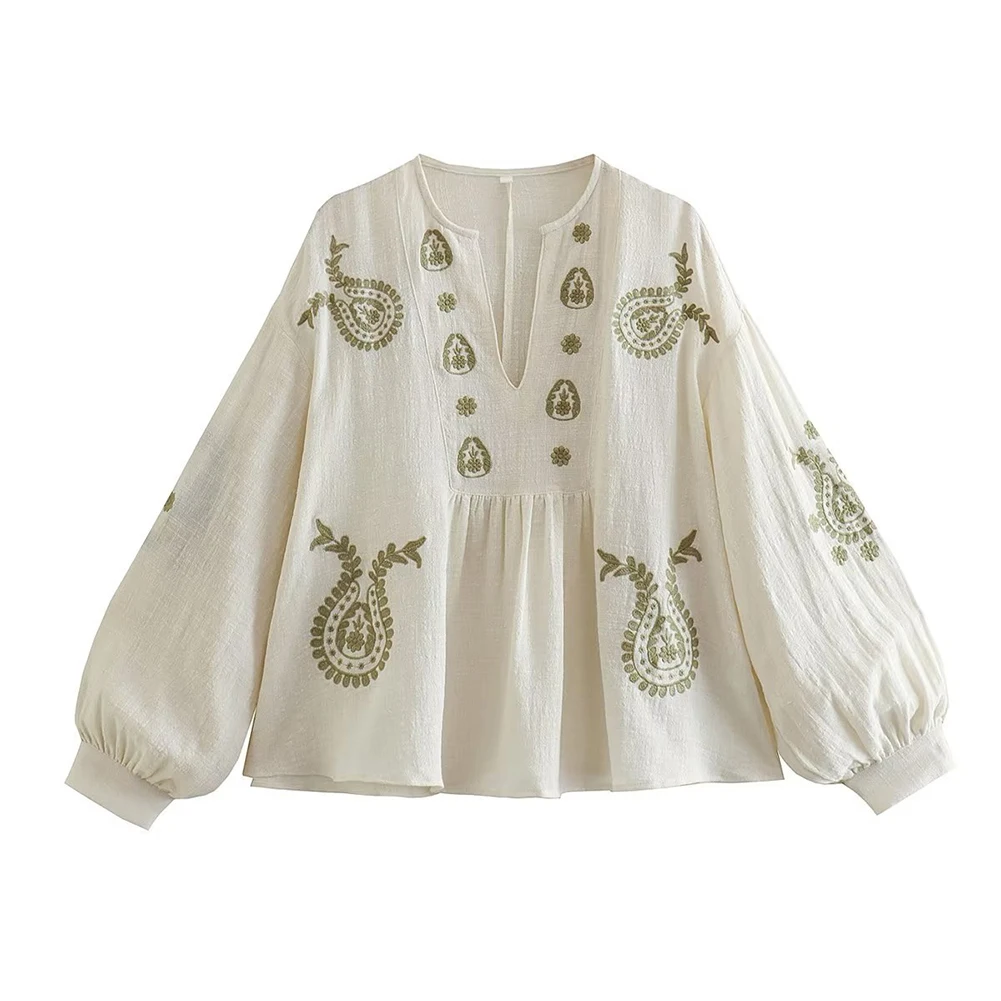 Embroidery Uniforms - Camicia da donna nuova in cotone