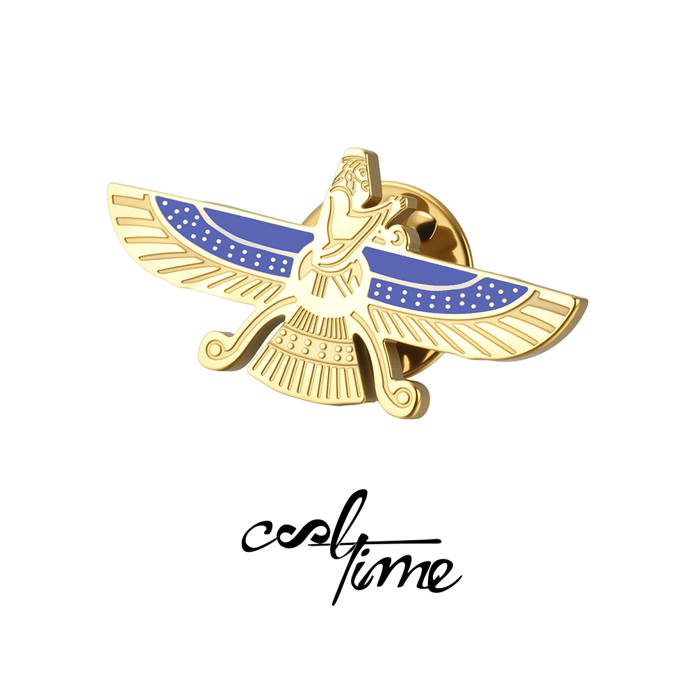 Embroidery Icon - Spilla CoolTime Faravahar in smalto blu,
