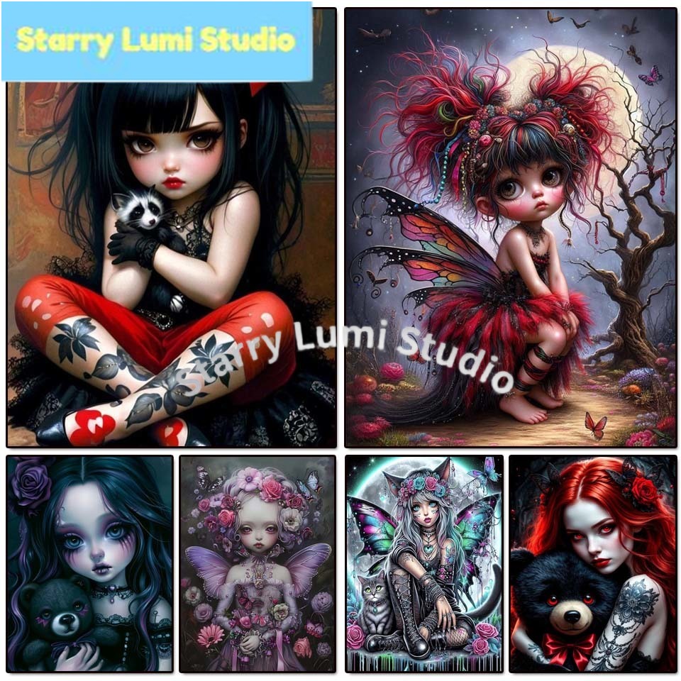 Embroidery Gothic - Kit Pittura Diamante 5D Ragazza Gotica