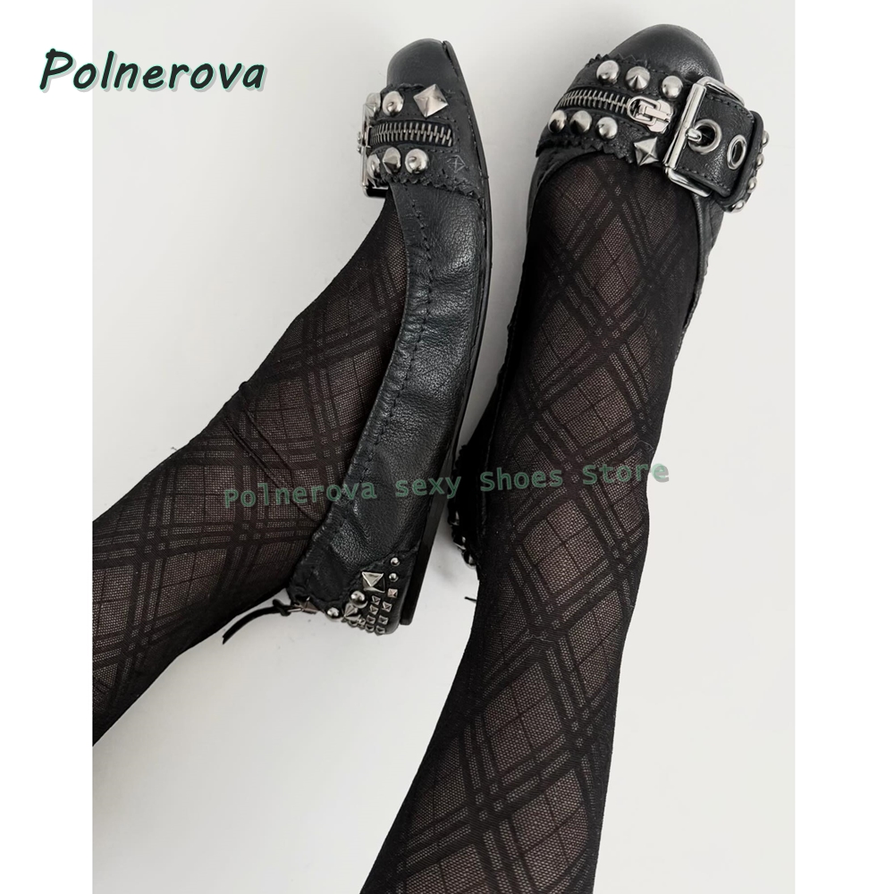Embroidery Flat Shoes - Scarpe Mary Jane con fibbia a