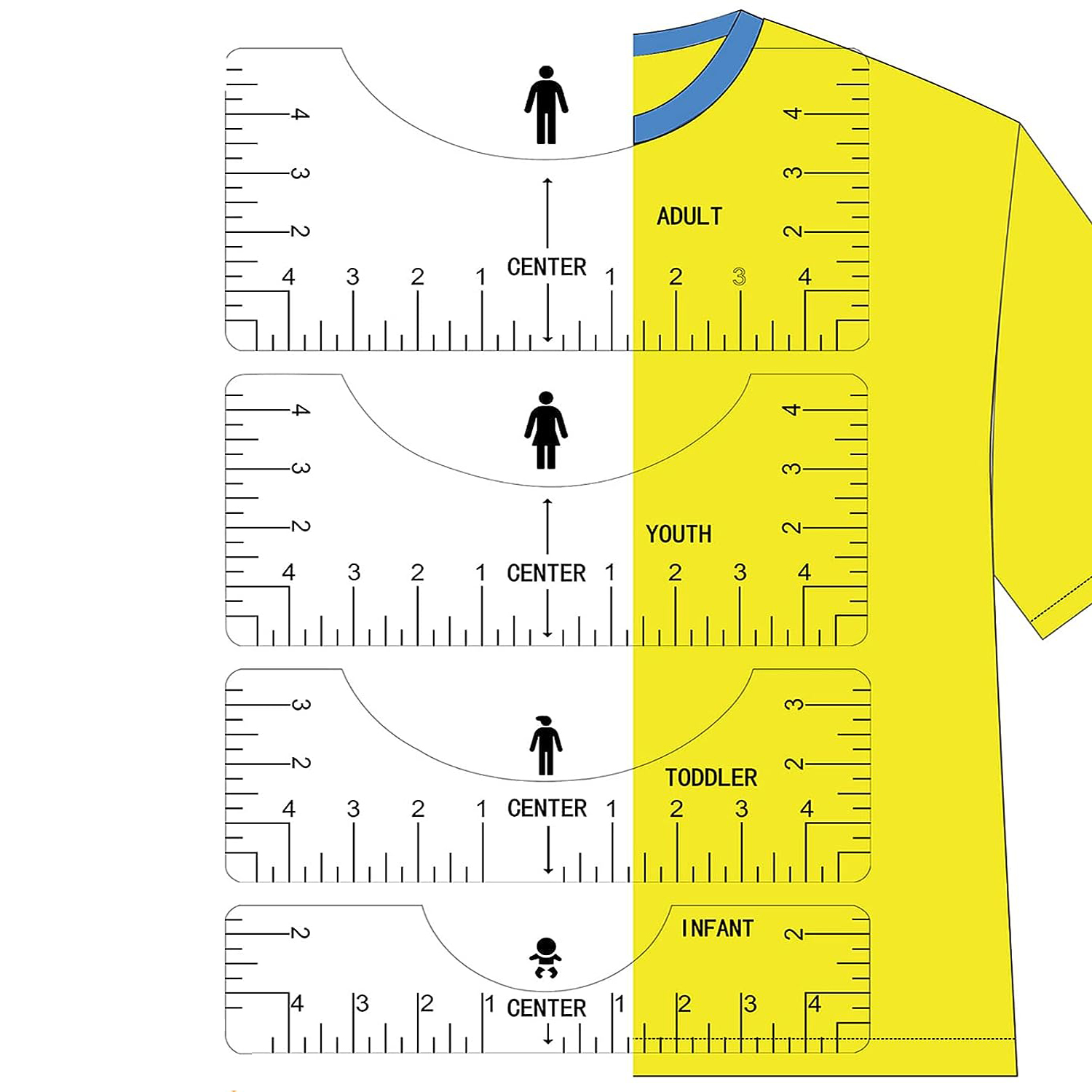 Embroidery Hub - Trasparente 4 pezzi t-shirt righello guida