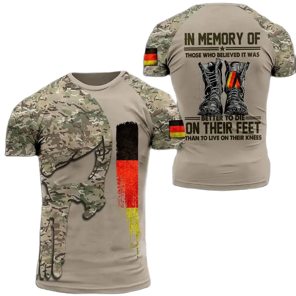 Embroidery World - Maglietta grafica mimetica militare tedesca per