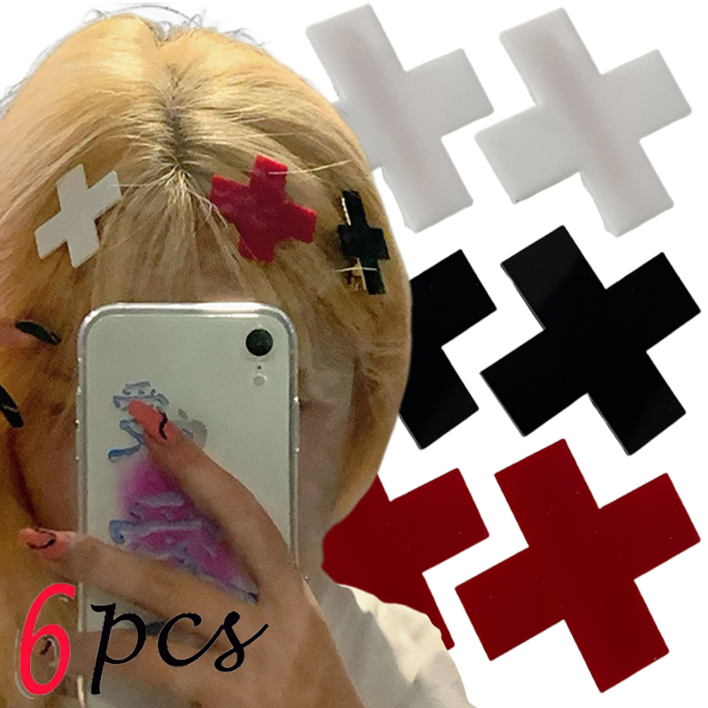 Embroidery Gothic - Y2K croce rossa fermaglio per capelli